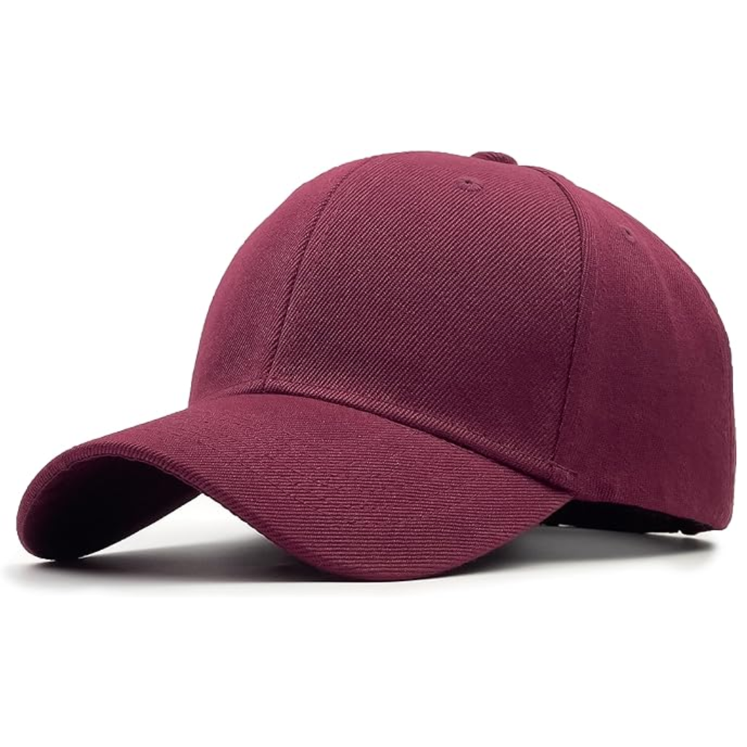 Bordeauxfarbene Baseballkappe aus Baumwolle, verstellbar, Unisex, modisch, Freizeitkleidung.