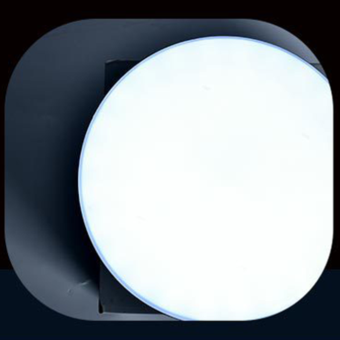 Runde LED-Lampe, weiß, modern, energiesparend, für Innenbeleuchtung, minimalistisch.