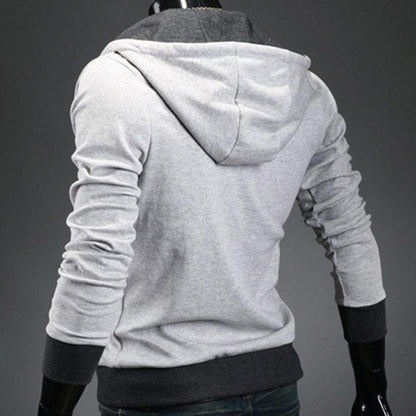 Grauer Kapuzenpullover Herren, Baumwolle, modisch, bequem, langärmelig, Freizeitkleidung.