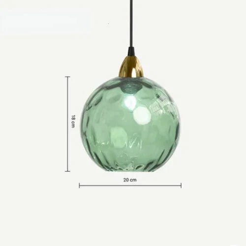 Grüne Glas-Pendelleuchte, kugelförmig, 20 cm Durchmesser, modernes Design, Wohnbeleuchtung.