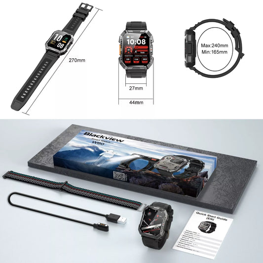 Blackview W20 Smartwatch, schwarz, 1,83 Zoll Display, Fitness-Tracker, wasserdicht, Armband.