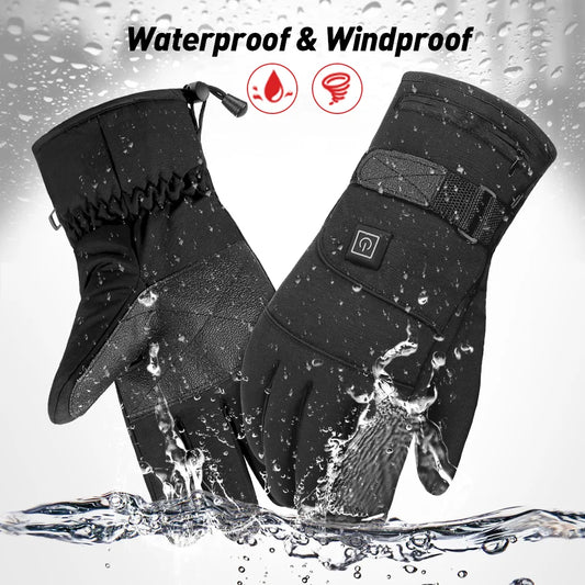 Wasserdichte, winddichte schwarze Winterhandschuhe mit Touchscreen-Funktion für Outdoor-Aktivitäten.
